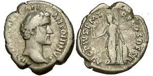 1 Денарий Римская империя (27BC-395) Серебро Антонин Пий  (86-161)