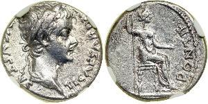 1 Денарий Римская империя (27BC-395) Серебро Тиберий Клавдий Нерон (42 BC-37)