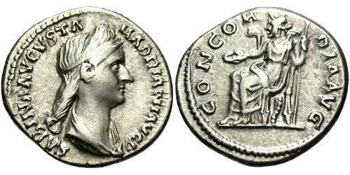 1 Денарий Римская империя (27BC-395) Серебро Вибия Сабина (83-137)