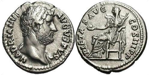 1 Денарий Римская империя (27BC-395) Серебро Адриан (76 - 138) 