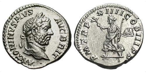 1 Денарий Римская империя (27BC-395) Серебро Каракалла (188-217)