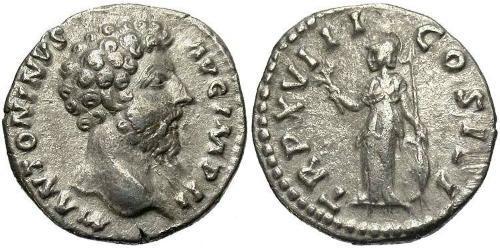 1 Денарий Римская империя (27BC-395) Серебро Марк Аврелий (121-180)