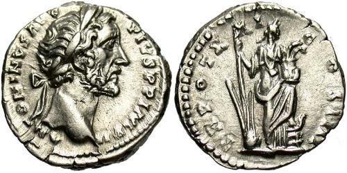 1 Денарий Римская империя (27BC-395) Серебро Антонин Пий  (86-161)