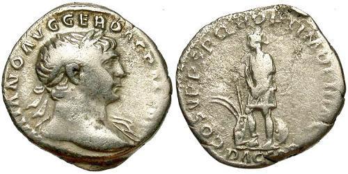 1 Денарий Римская империя (27BC-395) Серебро Траян (53-117)