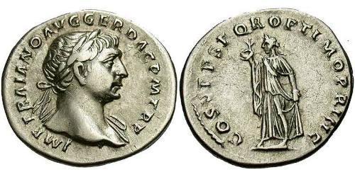 1 Денарий Римская империя (27BC-395) Серебро Траян (53-117)