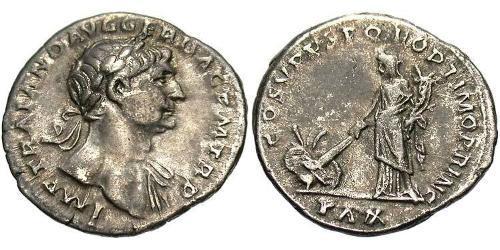 1 Денарий Римская империя (27BC-395) Серебро Траян (53-117)
