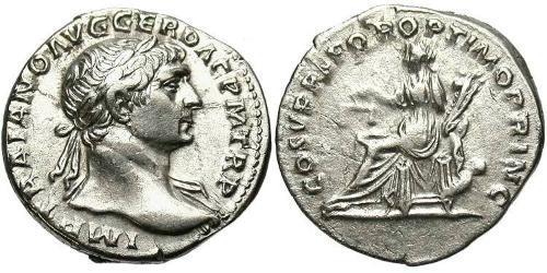 1 Денарий Римская империя (27BC-395) Серебро Траян (53-117)
