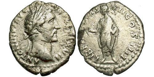 1 Денарий Римская империя (27BC-395) Серебро Антонин Пий  (86-161)
