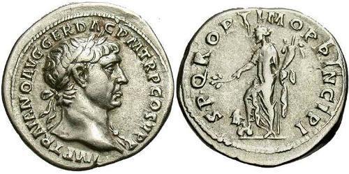 1 Денарий Римская империя (27BC-395) Серебро Траян (53-117)