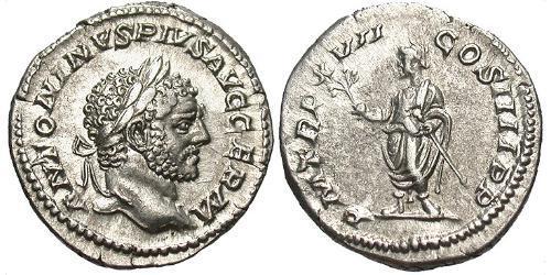 1 Денарий Римская империя (27BC-395) Серебро Каракалла (188-217)
