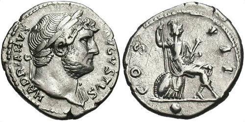 1 Денарий Римская империя (27BC-395) Серебро Адриан (76 - 138) 