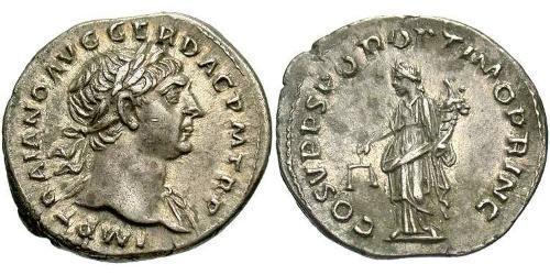 1 Денарий Римская империя (27BC-395) Серебро Траян (53-117)