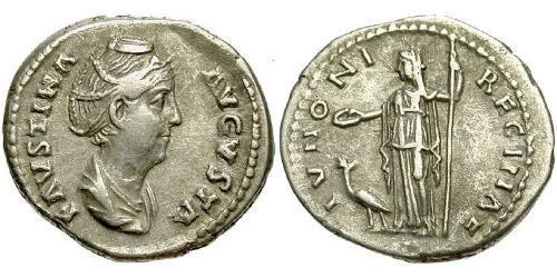 1 Денарий Римская империя (27BC-395) Серебро Фаустина Старшая(105-141)