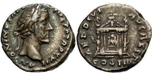 1 Денарий Римская империя (27BC-395) Серебро Антонин Пий  (86-161)