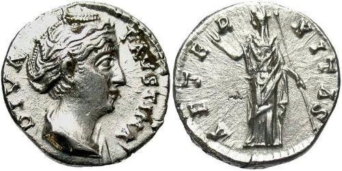 1 Денарий Римская империя (27BC-395) Серебро Фаустина Старшая(105-141)