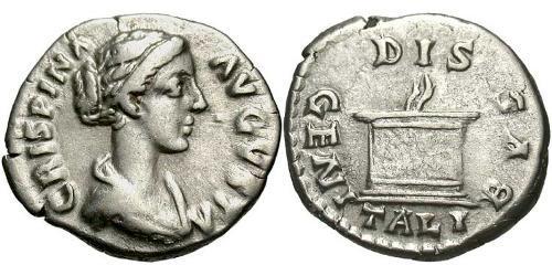 1 Денарий Римская империя (27BC-395) Серебро Брутия Криспина (164-187)