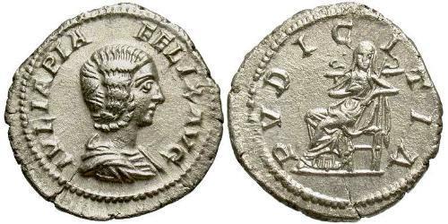 1 Денарий Римская империя (27BC-395) Серебро Юлия Домна (?-217)
