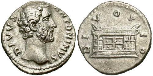 1 Денарий Римская империя (27BC-395) Серебро Антонин Пий  (86-161)