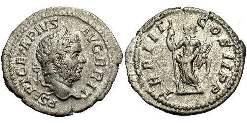 1 Денарий Римская империя (27BC-395) Серебро Гета (189-211)