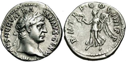 1 Денарий Римская империя (27BC-395) Серебро Траян (53-117)