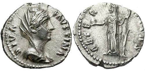1 Денарий Римская империя (27BC-395) Серебро Фаустина Старшая(105-141)