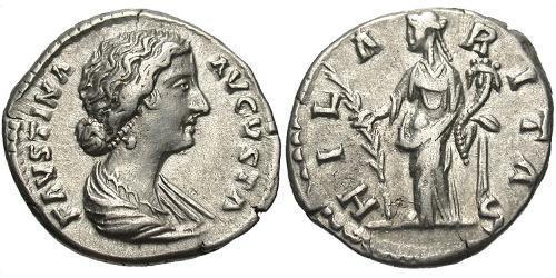 1 Денарий Римская империя (27BC-395) Серебро Фаустина II (130-175)