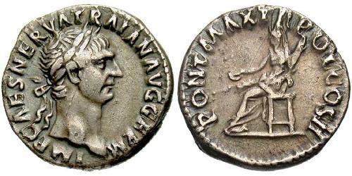 1 Денарий Римская империя (27BC-395) Серебро Траян (53-117)