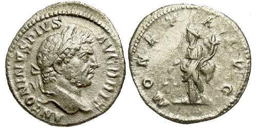 1 Денарий Римская империя (27BC-395) Серебро Каракалла (188-217)