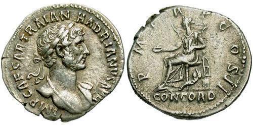 1 Денарий Римская империя (27BC-395) Серебро Адриан (76 - 138) 