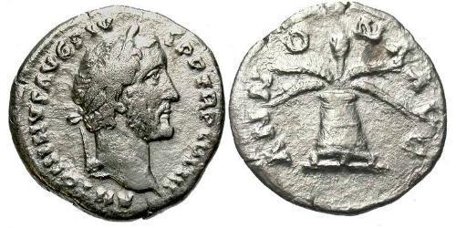 1 Денарий Римская империя (27BC-395) Серебро Антонин Пий  (86-161)