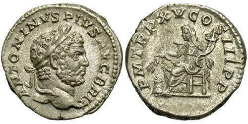 1 Денарий Римская империя (27BC-395) Серебро Каракалла (188-217)