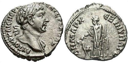 1 Денарий Римская империя (27BC-395) Серебро Траян (53-117)