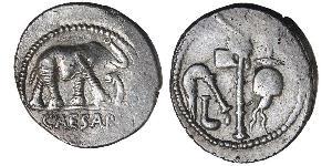 1 Денарий Римская республика (509BC-27BC) Серебро Юлий Цезарь (100BC- 44 BC)