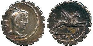 1 Денарий Римская республика (509BC-27BC) Серебро 