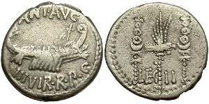 1 Денарий Римская республика (509BC-27BC) Серебро Марк Антоний (83BC-30BC)