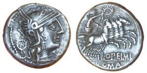 1 Денарій Римська республіка (509BC-27BC) Срібло Луцій Опімій
