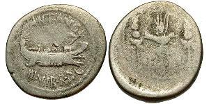1 Денарій Римська республіка (509BC-27BC) Срібло Марк Антоній (83BC-30BC)