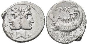 1 Денарій Римська республіка (509BC-27BC) Срібло 