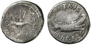 1 Денарій Римська республіка (509BC-27BC) Срібло Марк Антоній (83BC-30BC)