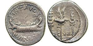 1 Денарій Римська республіка (509BC-27BC) Срібло Марк Антоній (83BC-30BC)