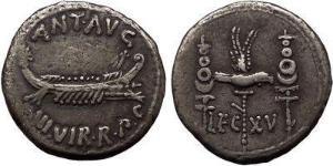 1 Денарій Римська республіка (509BC-27BC) Срібло Марк Антоній (83BC-30BC)