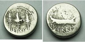 1 Денарій Римська республіка (509BC-27BC) Срібло Марк Антоній (83BC-30BC)