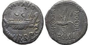 1 Денарій Римська республіка (509BC-27BC) Срібло Марк Антоній (83BC-30BC)