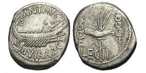 1 Денарій Римська республіка (509BC-27BC) Срібло Марк Антоній (83BC-30BC)