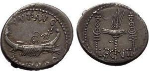 1 Денарій Римська республіка (509BC-27BC) Срібло Марк Антоній (83BC-30BC)