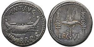 1 Денарій Римська республіка (509BC-27BC) Срібло Марк Антоній (83BC-30BC)