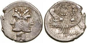 1 Денарій Римська республіка (509BC-27BC) Срібло 