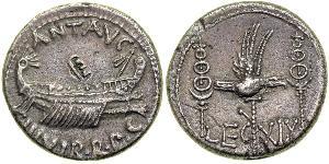 1 Денарій Римська республіка (509BC-27BC) Срібло Марк Антоній (83BC-30BC)