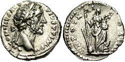 1 Денарій Римська імперія (27BC-395) Срібло Антоній Пій  (86-161)