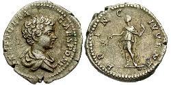 1 Денарій Римська імперія (27BC-395) Срібло Гета  (189-211)